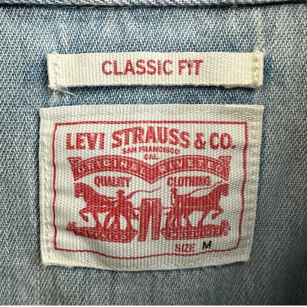 Levi Strauss & Co Light Wash Blue Pearl Snap Denim Western Shirt Women's Medium - Picture 6 of 8